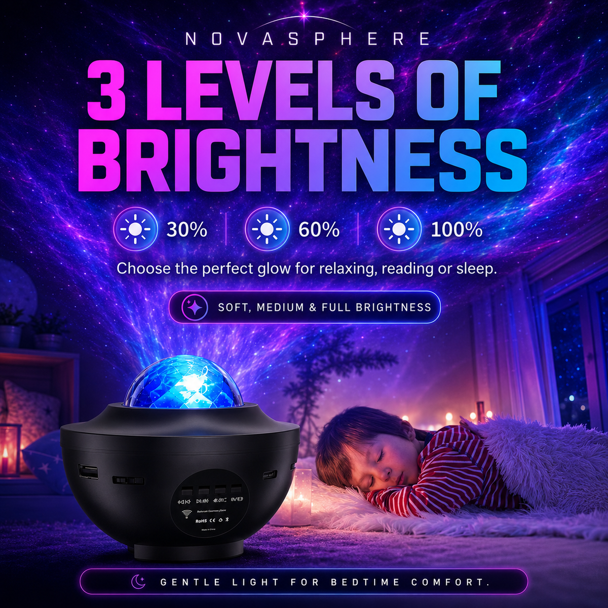 NovaSphere Galaxy Projector with Bluetooth Speaker & App Control